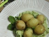 New potato salad with avocado-mint sauce