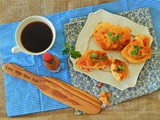 Roasted Red Pepper Brunch Fritters with chipotle