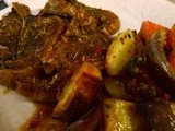 New looking blog, same old blogposts - Roasted Lamb Chops with Roasted Vegetables and Harissa Sauce