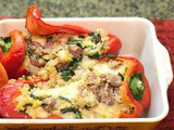 Amazingly Easy Sausage & Quinoa Stuffed Red Peppers