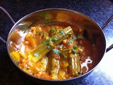 Drumstick vegetable, tomato and onion curry