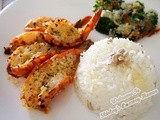 Grilled Garlic Prawns With Baked Cheesy Broccoli Recipe