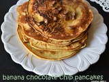 Banana chocolate chip pancakes recipe | wheat flour banana chocolate chip pancakes | pancakes recipes