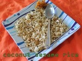 Cocunut sesame rice/Simple spicy vegetarian rice recipes for lunch/step by step pictures/Mahas own recipes