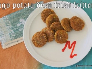Sago(sabudana) potato green peas deep fried fritters/saggubiyyam aloo batani vada/quick and easy indian appetizers/step by step pictures
