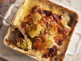 Gratin de choux de bruxelles, au bleu et noix