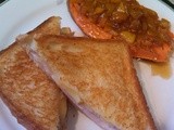 Caramel Peach Sweet Potatoes & Grilled Ham and Brie Sandwich
