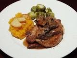 Pork Chops “Marsala” Style with Butternut Squash, Sweet Potato and Sauteed Apple