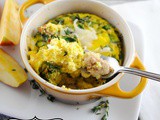 Baked Eggs with Chicken Sausage, Chard and Mozzarella Cheese