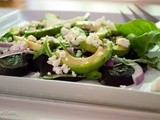 Beet and Avocado Salad with Feta Cheese and Basil