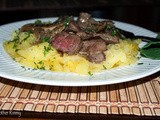 Recipe: Beef and Mushrooms in Rosemary Sauce Over Spaghetti Squash