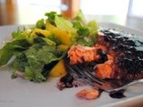 Wild Alaskan Salmon with Raspberry Chipotle Sauce and Mango Salad