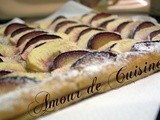 Plum and apple tart on puff pastry
