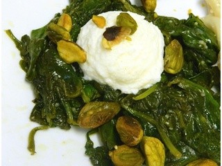 Spinach with Pistachios and Ricotta - Yotam Ottolnghi