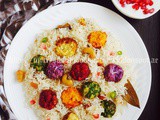 Pichkari Pulao Recipe / Holi Recipes / Vegetable And Cottage Cheese Balls Pilaf Recipe ~ Holi Hai