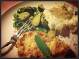 Breaded Pork Cutlets with Root Veg Smash and Sage Gravy with Sauteed Lemony Brussels Sprouts Plus mvk’s *Like* of the Week