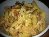 Easy curried chicken with pasta and vegetables