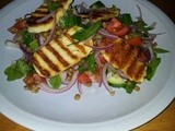 Halloumi with lentil salad