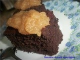 Wheat chocolate cake with apple topping
