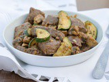 Marinated beef with zucchini and mushrooms