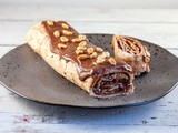 Peanut and chocolate meringue roll