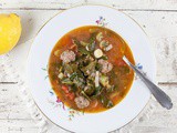 Savoy cabbage soup with meatballs