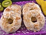 Baked Kiwi Mango Donuts w/ a Toasted Coconut Glaze