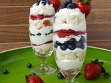 Coconut Mascarpone Cream Parfaits w/ Angel Food Cake, Strawberries and Blueberries