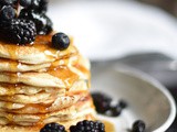 Blackberries & Blueberries Pancakes with Maple Syrup