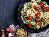Pasta with Roasted Tomatoes + Chickpeas