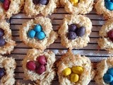 Coconut cookie nests with royal dark eggs