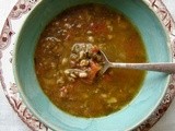 French lentil and farro soup with spinach