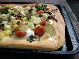 Harvest pie with potatoes, tomatoes and basil