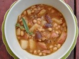 White beans with figs, potatoes, and shallots