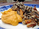 Wild rice & french lentils with roasted mushrooms & butternut squash with cauliflower and carrot puréee