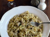 Mushroom Pasta Recipe-Creamy Mushroom Tagliatelle Pasta in White Sauce