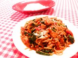 Pasta w/Ground Turkey, Spinach and Tomatoes