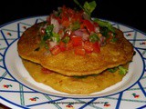 Corn pancakes with tomato mint salsa