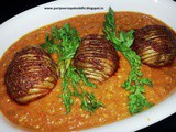 Hasselback dum aloo / hasselback potatoes in gravy