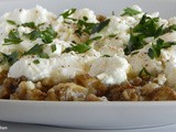 Oven-roasted eggplant with goat cheese