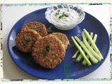 Baked Lentil, Potato and Red Pepper Savory Cakes (Patties) with Yogurt-Mint Dip