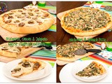 New York Style Pizza: Cheese Stuffed Crust Bratwurst Onions Pizza and Spinach Anchovies Pizza