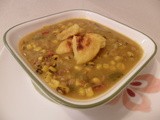 Roasted Pepper and Corn Chowder with Grilled Polenta Dumplings