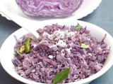 Purple Cabbage Poriyal / Purple Cabbage Stir fry - South Indian Style