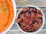 Vegan Whipped Sweet Potatoes with Candied Pecan Topping