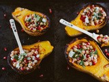 Oven Roasted Butternut Squash with Chickpeas, Feta and Pomegranate