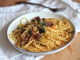 Recipe: Chorizo- Bacon Zucchini Linguini
