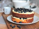 Vanilla White Cake with Blueberry Cream Cheese Frosting