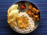 Mangalorean Plated Meal Series - Boshi# 10 - Fish Curry, Soorn Sukhen, Tendli Carrot Popai Lonche, Papdo