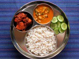 Mangalorean Plated Meal Series - Boshi# 19 - Chicken Masala Fry, Valchebaji Ani Guley, Salad & Rice